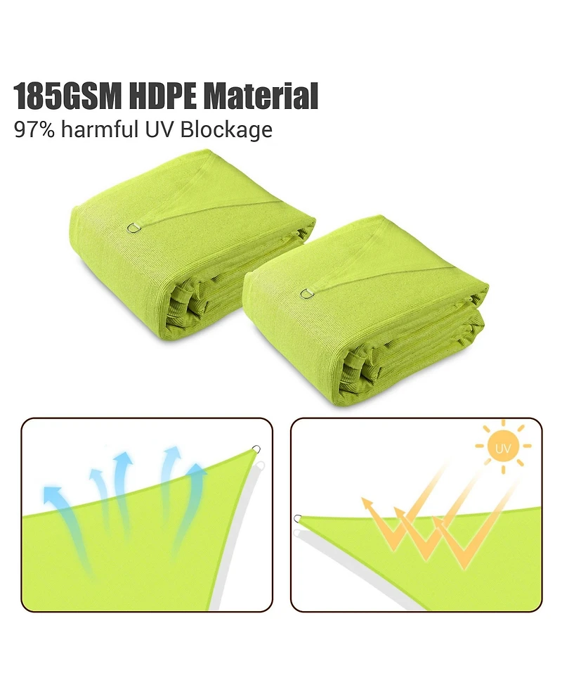 2 Pack 20x16 Ft 97% Uv Block Rectangle Sun Shade Sail Canopy Outdoor Patio Yard
