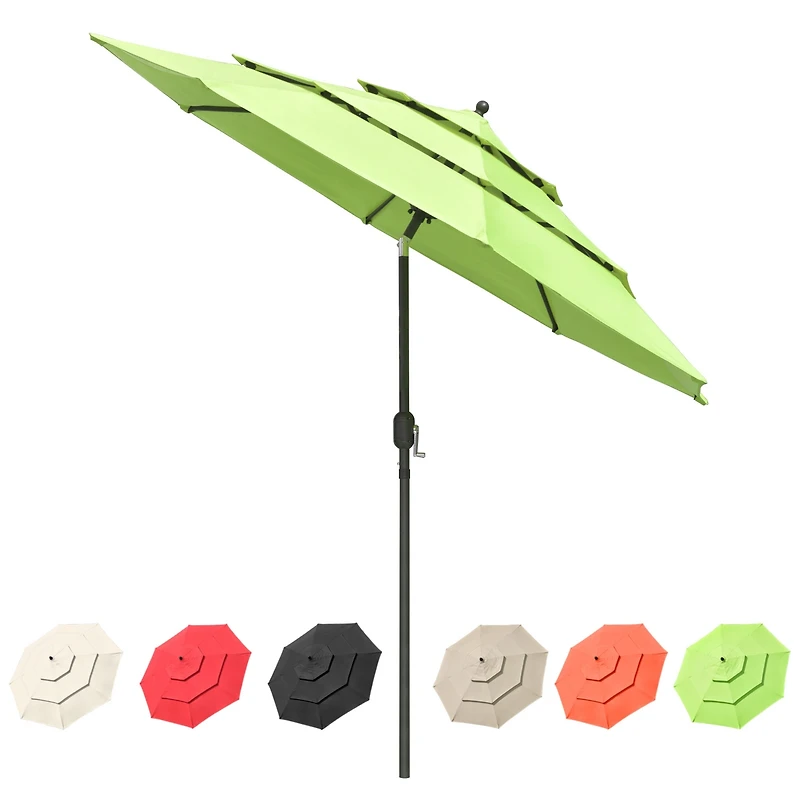 Yescom 10 Ft 3 Tier Patio Umbrella with Crank Handle Push to Tilt Yard Outdoor