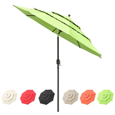 Yescom 10 Ft 3 Tier Patio Umbrella with Crank Handle Push to Tilt Yard Outdoor