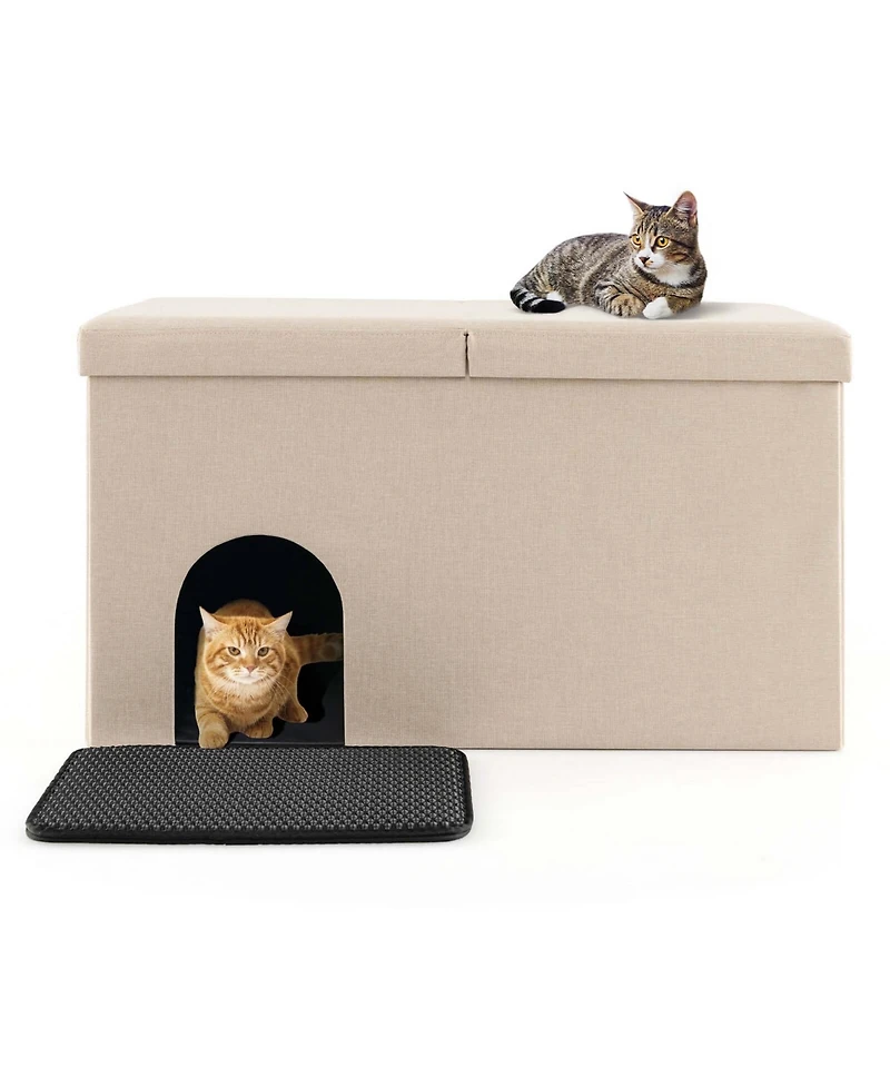 Cat Litter Box Enclosure Hidden Furniture Washroom Shoe Storage Bench