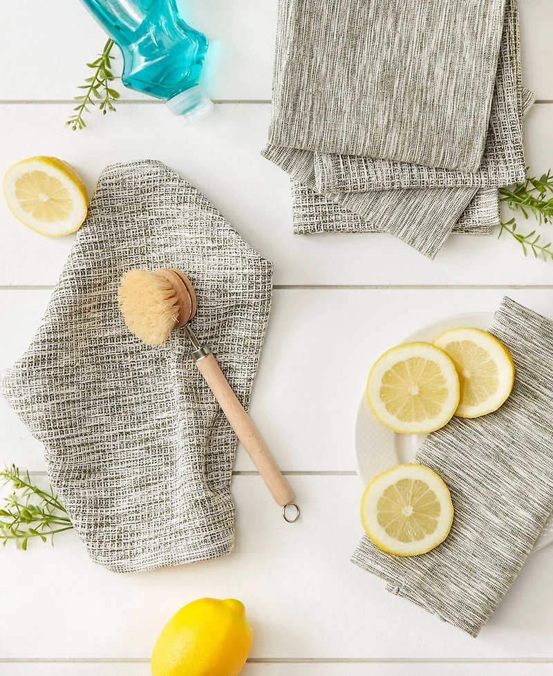 Design Imports Cotton Kitchen Collection Absorbent Tonal Waffle, Sage, Dishcloth Set, 12x12", 6 Piece