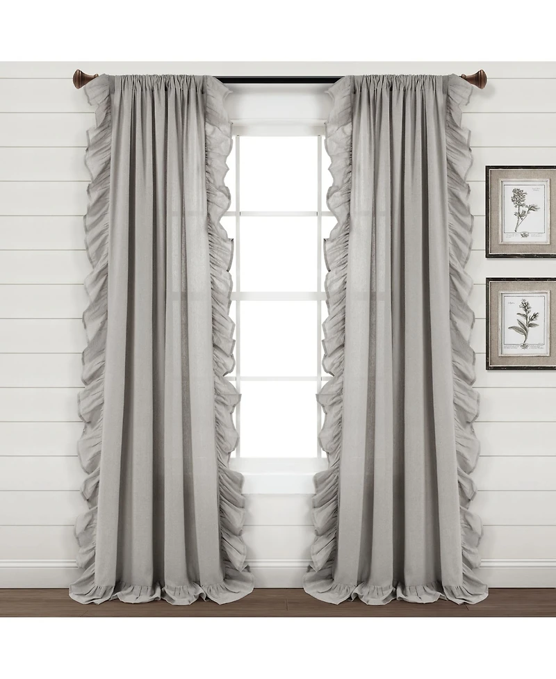 Lush Decor Linen Ruffle Window Curtain Panel