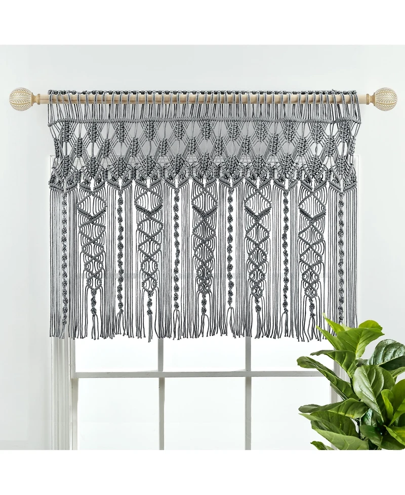 Lush Decor Boho Macrame Textured Cotton Valance/Kitchen Curtain/Wall