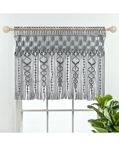 Lush Decor Boho Macrame Textured Cotton Valance/Kitchen Curtain/Wall