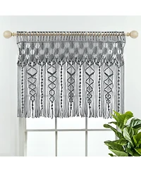 Lush Decor Boho Macrame Textured Cotton Valance/Kitchen Curtain/Wall
