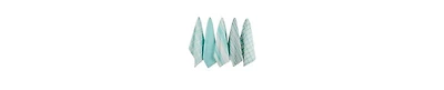 Design Imports Assorted Woven, Kitchen Dishtowel Set, 18x28", Aqua, 5 Piece
