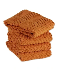 Design Imports Luxury Bar Mop Collection Chevron Dishtowel Set, 16x19", Pumpkin Spice, 4 Piece