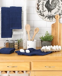 Design Imports Luxury Bar Mop Collection Chevron Dishtowel Set, 16x19", Nautical Blue, 4 Piece