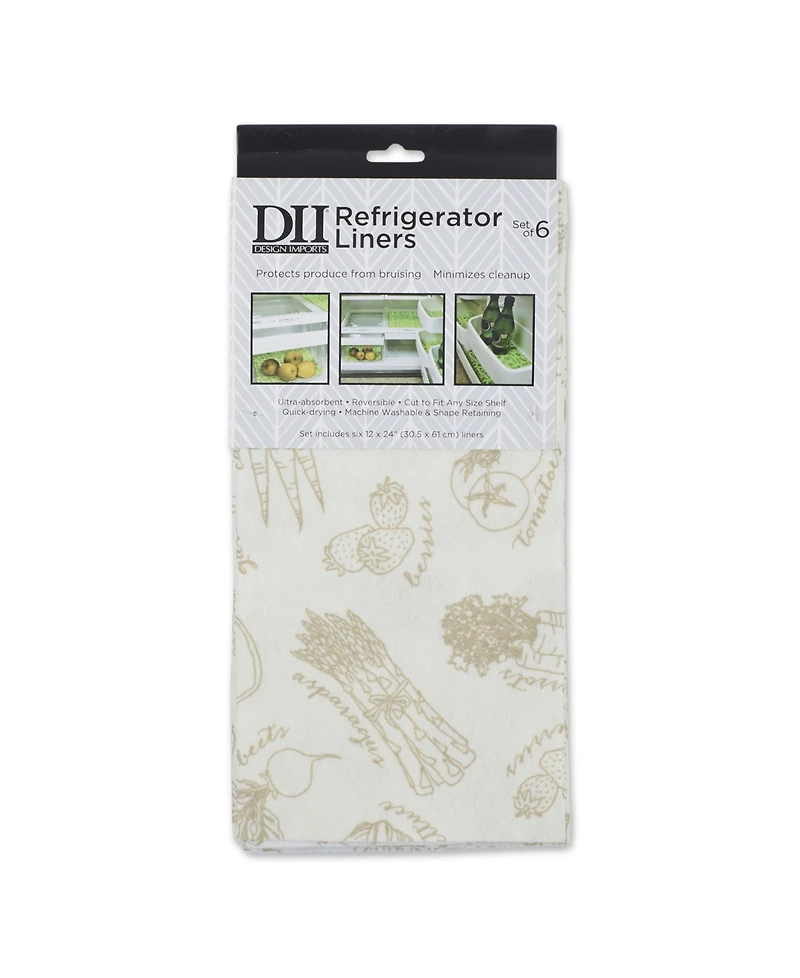 Design Imports Fridge Liner Collection Non-Adhesive, Cut to Fit, 12x24", Cream Market, 6 Piece