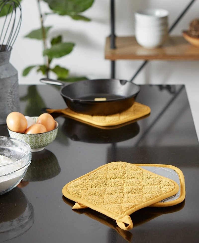 Design Imports Basic Kitchen Collection, Quilted Terry, Honey Gold, Potholder