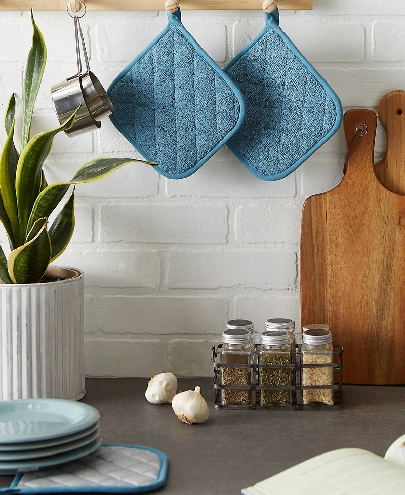 Design Imports Basic Kitchen Collection, Quilted Terry, Storm Blue, Potholder