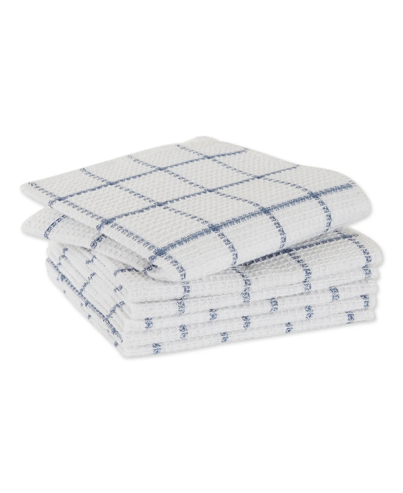 Design Imports Scrubber Dishcloths Collection Windowpane Dishrag Set, 12x12", White/Stonewash Blue Stripe, 6 Piece