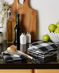 Design Imports Scrubber Dishcloths Collection Windowpane Dishrag Set, 12x12", Black Buffalo Check, 6 Piece