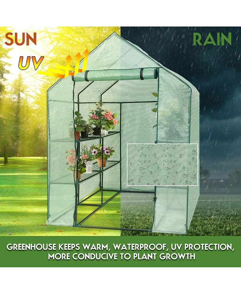 Slickblue 8 shelves Mini Walk In Greenhouse Outdoor Gardening Plant Green House