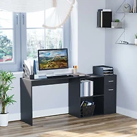 Homcom Home Office L-Shaped Corner Desk with Storage Drawer Modern Style