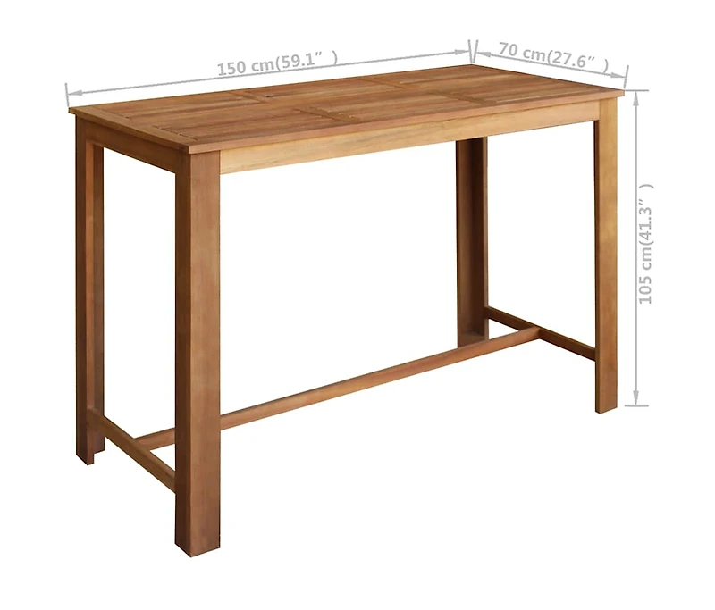 Bar Table Solid Acacia Wood 59.1"x27.6"x41.3"