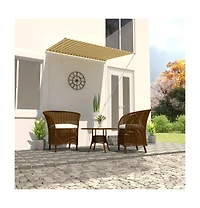 vidaXL Retractable Awning 59.1"x59.1" Yellow and White