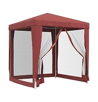 Party Tent with 4 Mesh Sidewalls Red 6.6'x6.6' Hdpe
