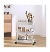 vidaXL 3-Tier Storage Trolley Silver and White Aluminum