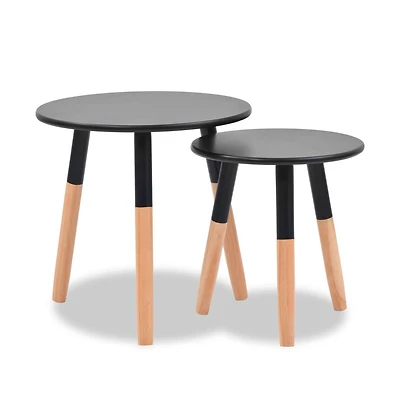 vidaXL Side Table Set 2 Pieces Solid Pinewood Black