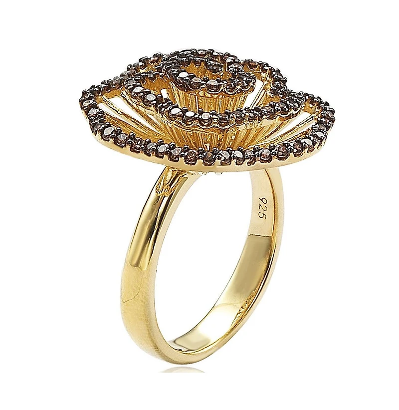 Suzy Levian Sterling Silver Cubic Zirconia Pave Flower Ring