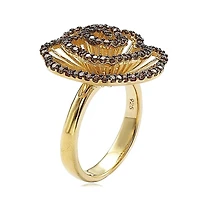 Suzy Levian Sterling Silver Cubic Zirconia Pave Flower Ring