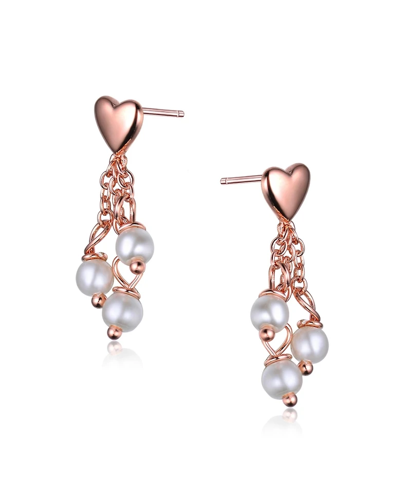 GiGiGirl Sterling Silver Heart Shape Pearl Drop Earrings