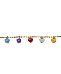 GiGiGirl 14k Yellow Gold Plated Adjustable Bracelet with Multi-Colored Enameled Heart Charms for Toddler/Kids
