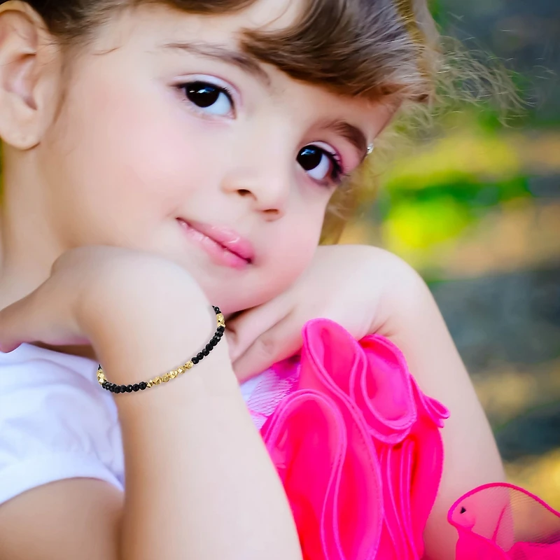 GiGiGirl 14k Yellow Gold Plated Bracelet with Colored and Mineral Beads Pattern for Kids