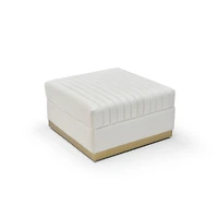 Streamdale Furniture Big Beige Velvet Ottoman with Vertical Tufting