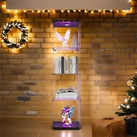 Streamdale Furniture Lighted 4 Shelves Glass Cabinet Glass Display Cabinet With One Door, Black