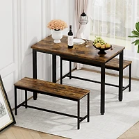 Simplie Fun Rustic Dining & Bar Set, Industrial Style, 43.3"L X23.6"W X 29.9"H
