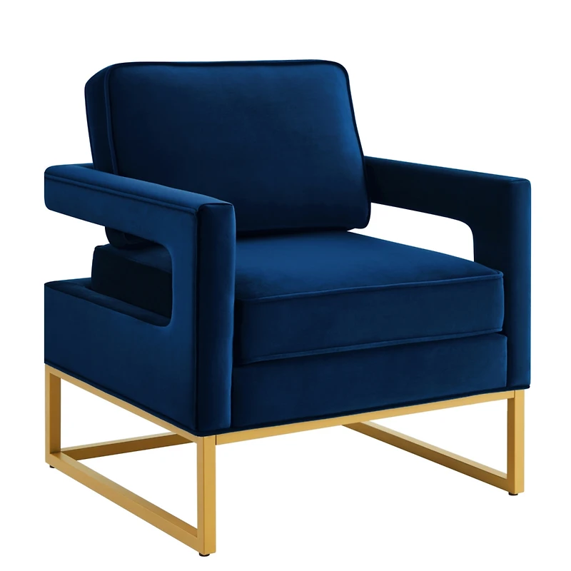 Streamdale Gold Base Navy Velvet Armchair