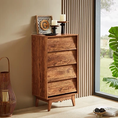 Streamdale 4 Drawer Double Dresser Features Vintage-Style And Bevel Design