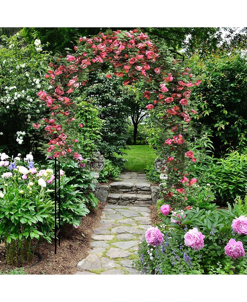 Slickblue Garden Arch Arbor Trellis with Gate Patio Plant Stand Archway-Black