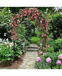 Slickblue Garden Arch Arbor Trellis with Gate Patio Plant Stand Archway-Black