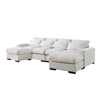 Streamdale Furniture Tatman Linen Blend Sectional With 2 Ottomans