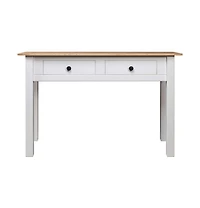 vidaXL Console Table White 43.3"x15.7"x28.3" Solid Pine Wood Panama Range