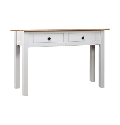 vidaXL Console Table White 43.3"x15.7"x28.3" Solid Pine Wood Panama Range