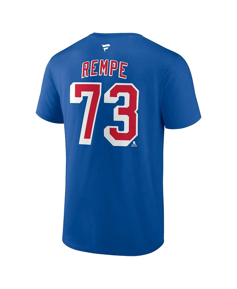 Fanatics Men's Matt Rempe Blue New York Rangers Authentic Stack Name Number T-Shirt
