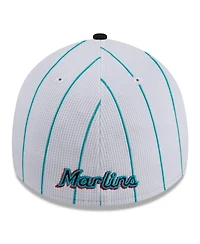 New Era Men's White Miami Marlins 2024 Batting Practice 39THIRTY Flex Hat