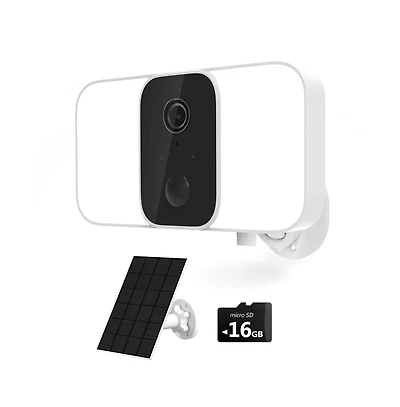 Wireless Floodlight 1080P Security Camera with Solar Panel and 16GB Tf Card