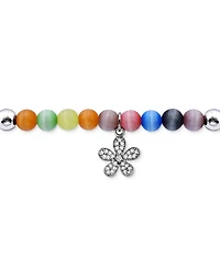 Giani Bernini Cubic Zirconia & Multicolor Catseye Flower Dangle Stretch Bracelet in Sterling Silver, Created for Macy's