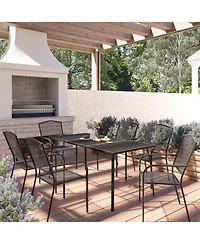 Mondawe 7-Piece Steel Mesh Table And Chair Set With 6 Pcs Steel Mesh Dining Chairs