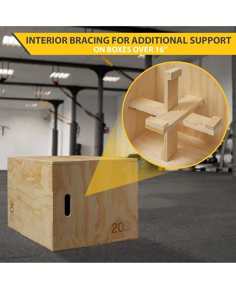 Philosophy Gym 3 in 1 Wood Plyometric Box - 20" x 18" x 16" Jumping Plyo Box for Training and Conditioning