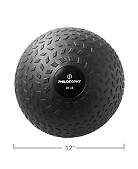 Philosophy Gym Slam Ball, 30 Lb - Weighted Fitness Medicine Ball with Easy Grip Tread