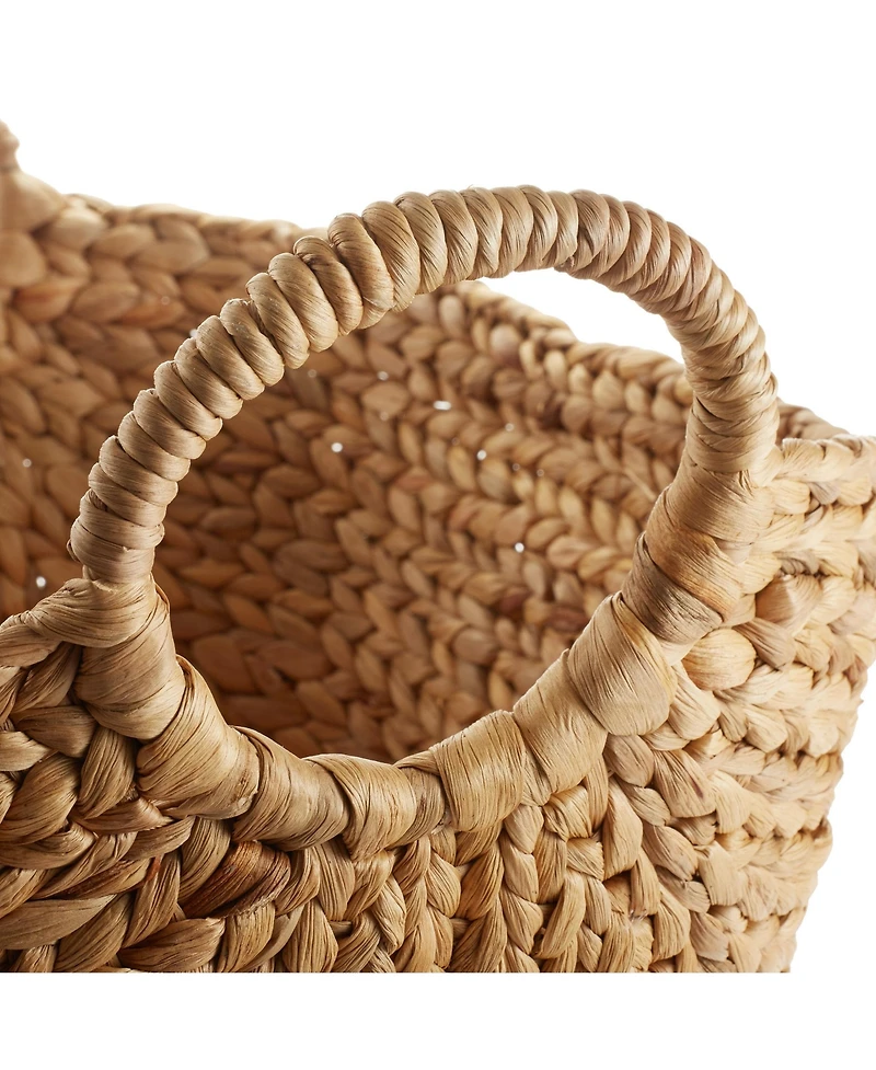 Casafield Large Laundry Boat Basket with Handles - Espresso, Woven Water Hyacinth Storage Tote for Blankets, Bathroom, Bedroom, Living Room