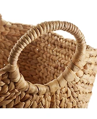 Casafield Large Laundry Boat Basket with Handles - Espresso, Woven Water Hyacinth Storage Tote for Blankets, Bathroom, Bedroom, Living Room