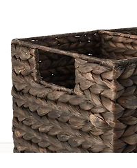 Casafield Stair Basket with Handles, Natural - Woven Water Hyacinth Staircase Step Organizer Bin