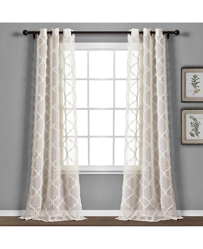 Lush Decor Avon Trellis Grommet Sheer Window Curtain Panels